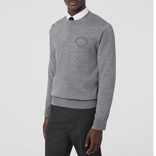 (국내배송, 당일출고) 버버리 남성 블랙 오크 리프 크레스트 니트