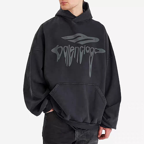 발렌시아가 빈티지한 후드 스웨트셔츠