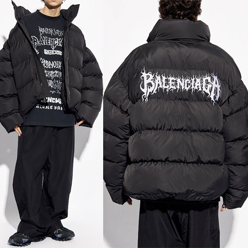 발렌시아가 메탈 아웃라인 트랙수트 패딩 재킷 블랙