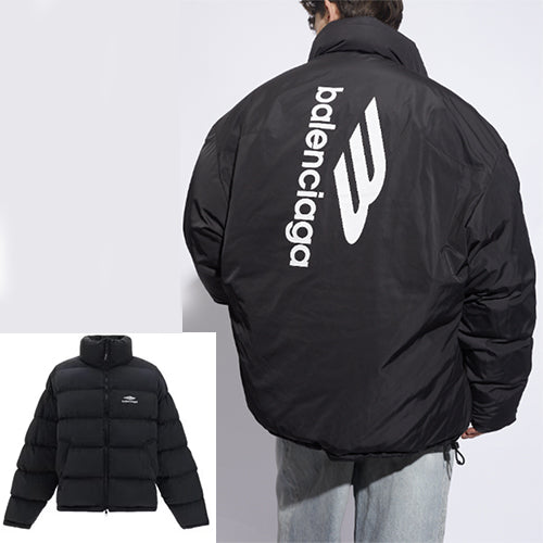 발렌시아가 로고 리버시블 퍼퍼 다운 자켓 블랙
