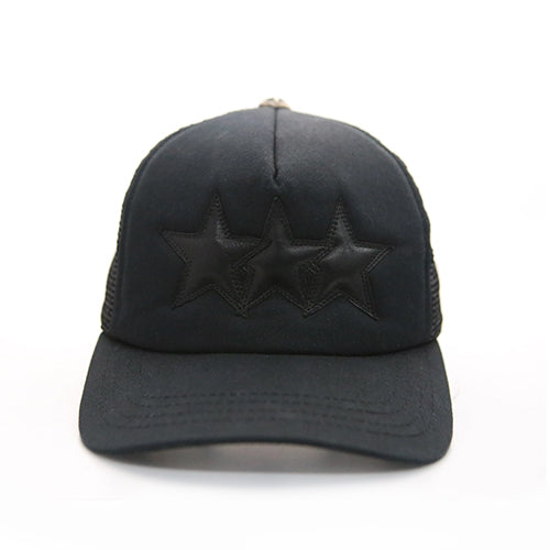 크롬하츠 3스타 레더 패치 트러커햇 블랙