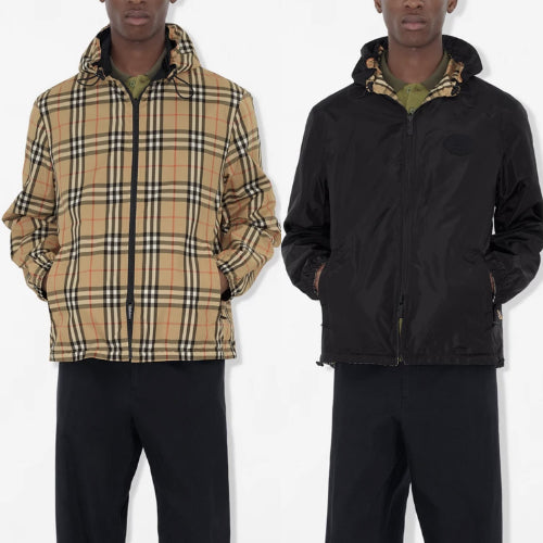 버버리 리버시블 체크 후드 자켓