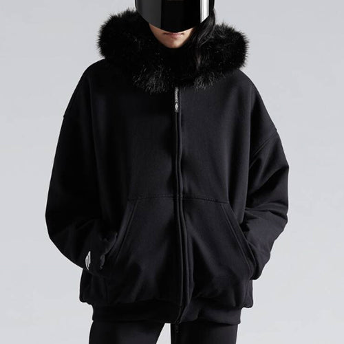 발렌시아가 플러피 집업 후드 워시드 블랙