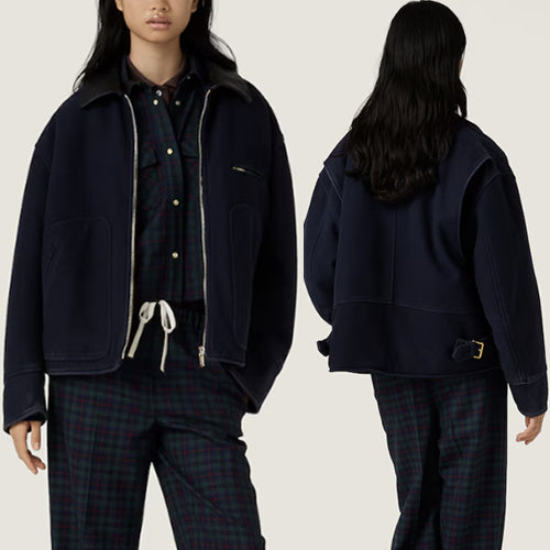 미우미우 워시드 울 블루종 재킷