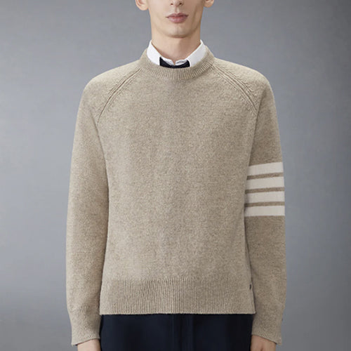 톰브라운 셰틀랜드 울 사선 스웨트셔츠 베이지/카키